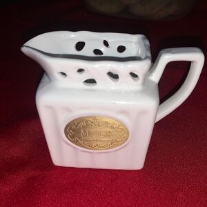 White Ceramic Milk Server with Gold Accent